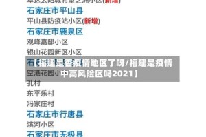 【福建是否疫情地区了呀/福建是疫情中高风险区吗2021】