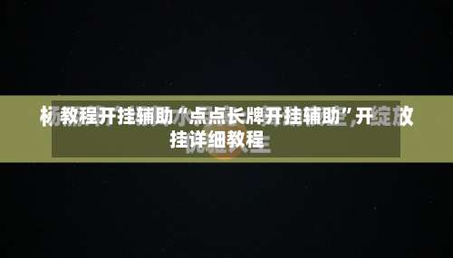 教程开挂辅助“点点长牌开挂辅助	”开挂详细教程-第1张图片