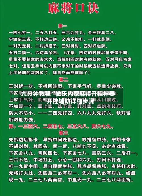 九分钟教程“微乐内蒙麻将开挂神器”开挂辅助详细步骤-第2张图片